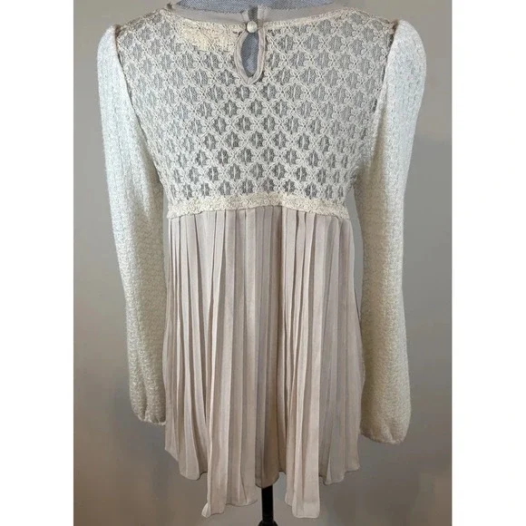 Anthropologie a'reve Sweater Womens M Soft Romantic Fairy Ethereal Feminine Lace - Picture 2 of 8